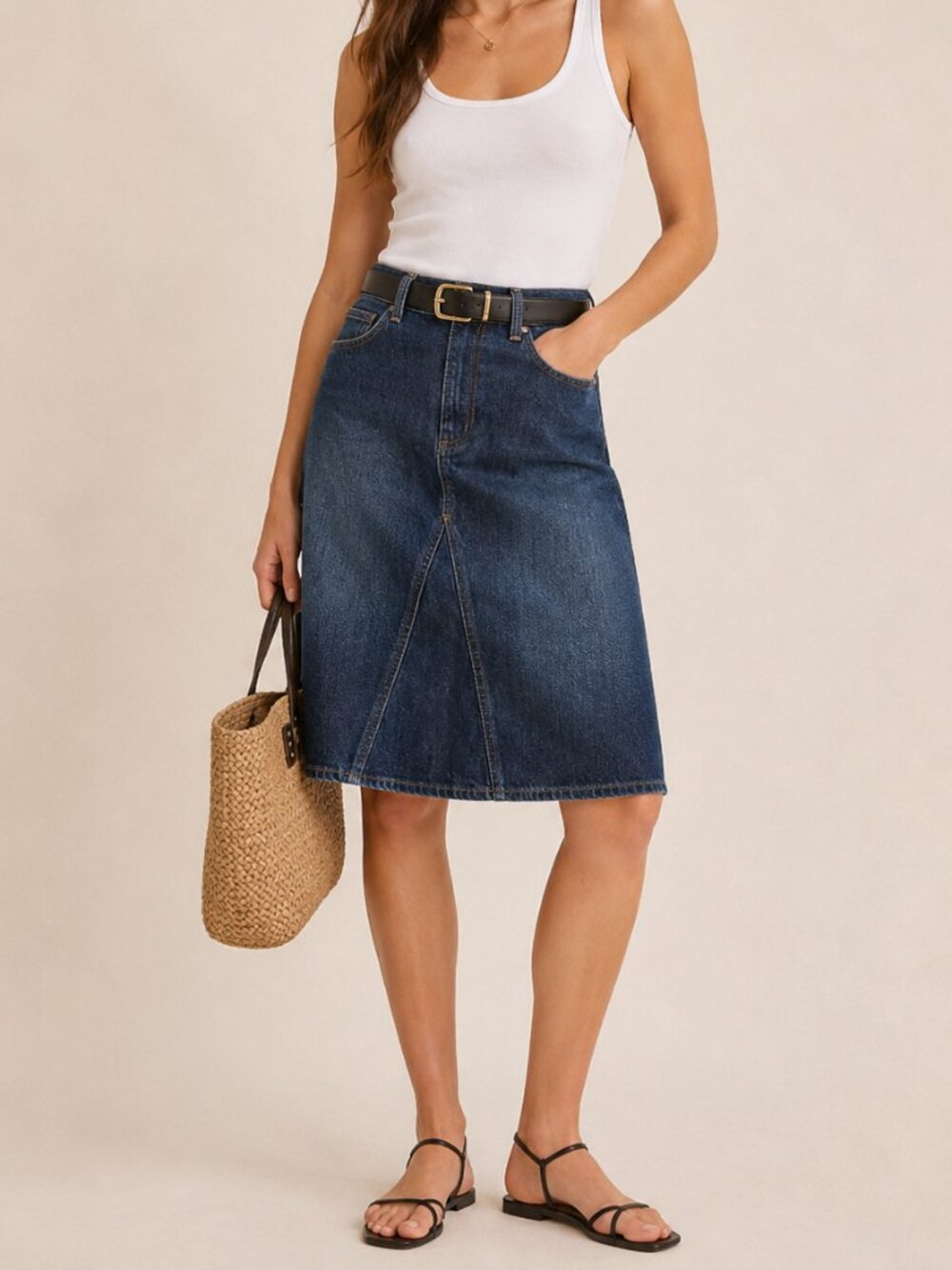 Artizia Denim Forum 90s Midi Denim Skirt Sz 28